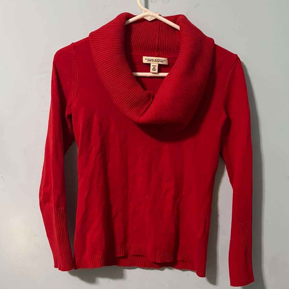 Banana Republic Italian Wool Cowl Neck Red Sweater size XS